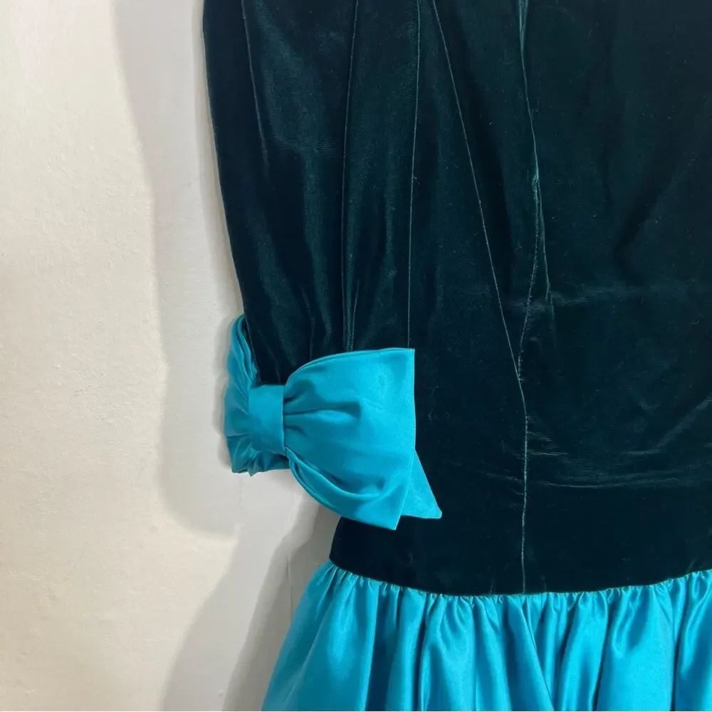 Vintage Dessy Creations Velvet Satin Bubble Skirt Gown Dress Size Medium
